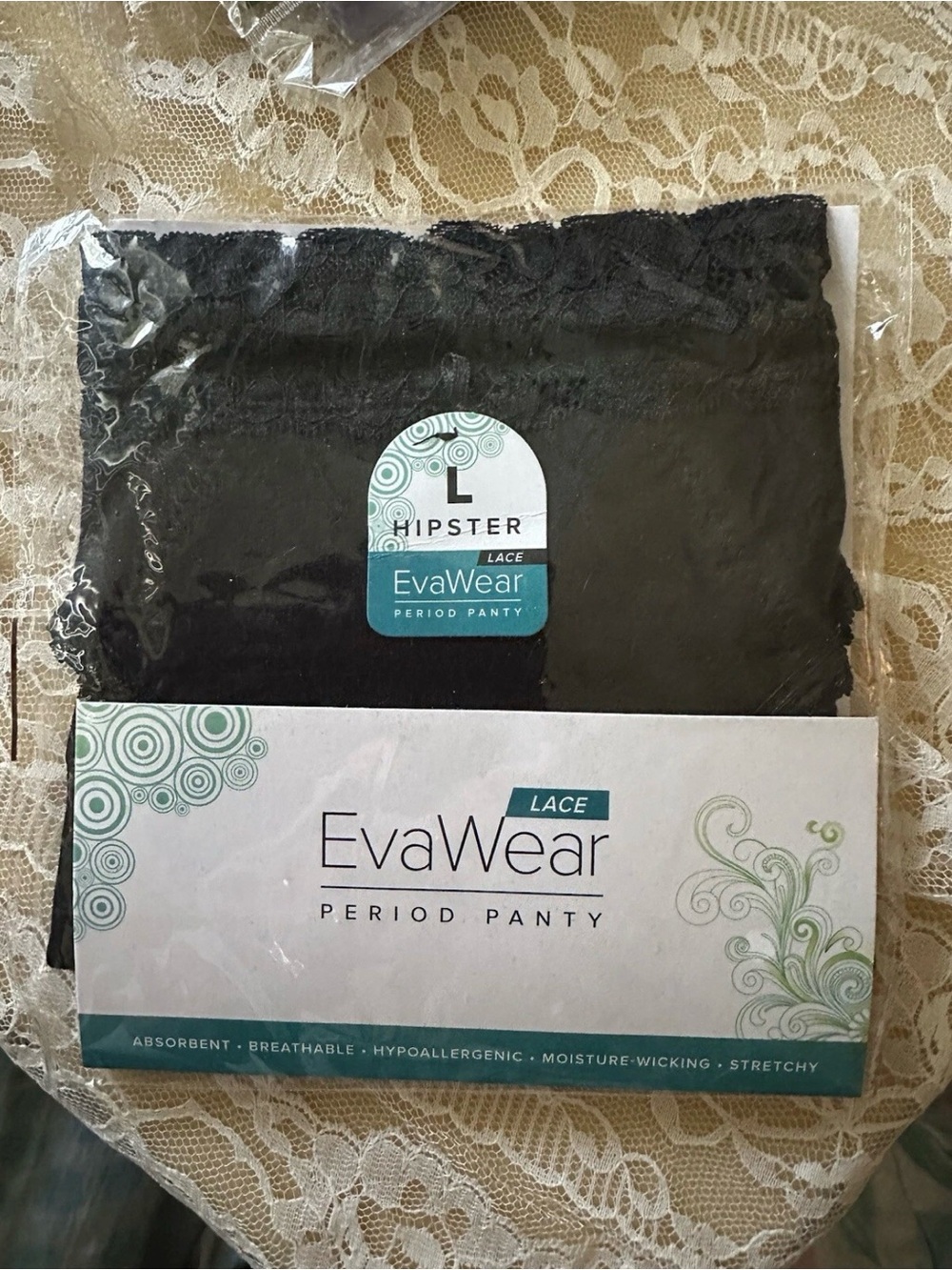 Anigan EvaWear Period Panty - Hipster Lace Large Black